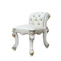Vendome Vanity Stool Beige Pu & Antique Silver Finish Bd01508 Silver Pu