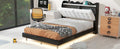 Full Size Upholstery Platform Bed Frame With Led Light Strips And Built In Storage Space,Black Black Upholstered