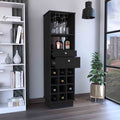 Zircon Bar Cabinet Two Drawers, Black Black Particle Board Particle Board