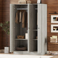 3 Door Shutter Wardrobe With Shelves, Gray Gray Mdf