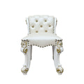 Vendome Vanity Stool Beige Pu & Antique Silver Finish Bd01508 Silver Pu