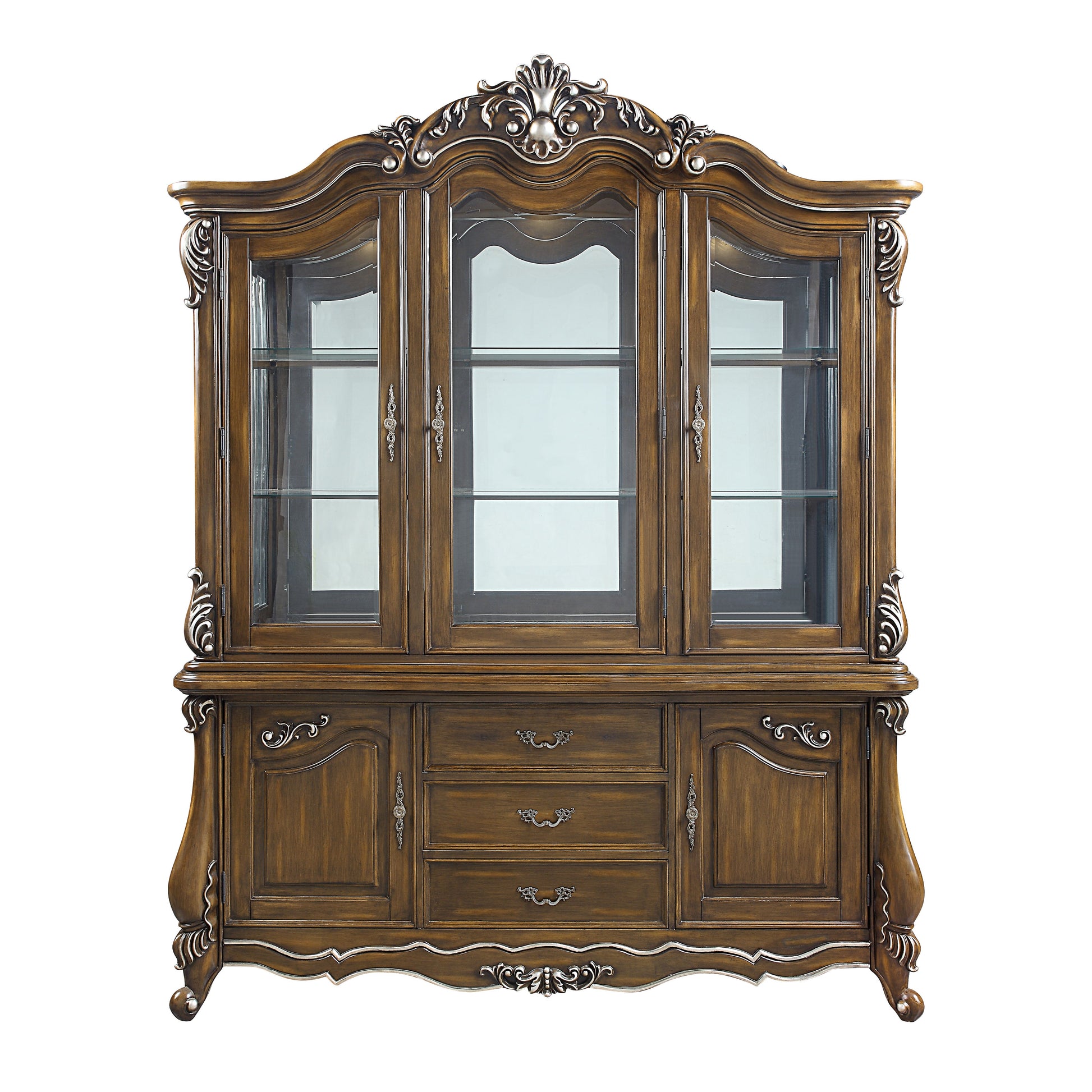 Latisha Buffet & Hutch Antique Oak Finish Dn01360 Oak Solid Wood Mdf