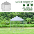 Large Metal Chicken Coop Hexagonal, Steel Wire Dipped Plastic Mesh, Oxford Cloth Silver Plated Waterproof And Uv Resistant, Ducks, Rabbits, Sheep And Birds Outdoor House. 9.2*8.1Ft Silver Metal