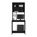 Xalo Computer Hutch Desk, Lower Shelf, Four Shelves, Black Black Particle Board Particle Board