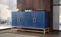 Retro Style Sideboard With Adjustable Shelves, Rectangular Metal Handles And Legs For Kitchen, Living Room, And Dining Room Navy Navy Mdf