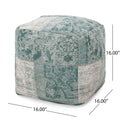 Ocean Square Pouf, Teal And Beige Teal Fabric