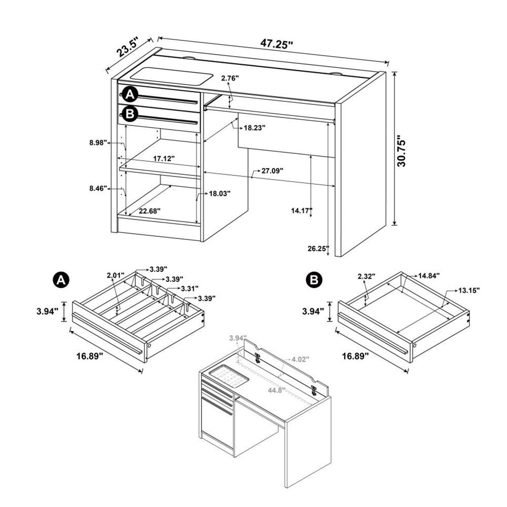 Connect It Office Desk With Charging Station In Cappuccino Cappuccino Rectangular Particle Board Mdf