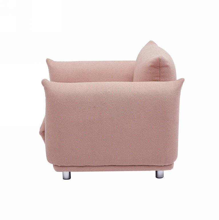 Sherpa Accent Chair Single Sofa 42"W Accent Chair For Bedroom Living Room Apartment, Pink Pink White Microfiber Wood Primary Living Space Tight Back Medium Soft Heavy Duty Eucalyptus Pillow Top Arms Foam Fabric 1 Seat