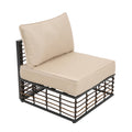 Grand Patio 6 Piece Wicker Patio Furniture Set, All Weather Outdoor Conversation Set Sectional Sofa With Water Resistant Beige Thick Cushions And Coffee Table Beige Cotton Steel