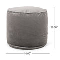 Shimon Cylinder Pouf, Pewter Gray Gray Velvet