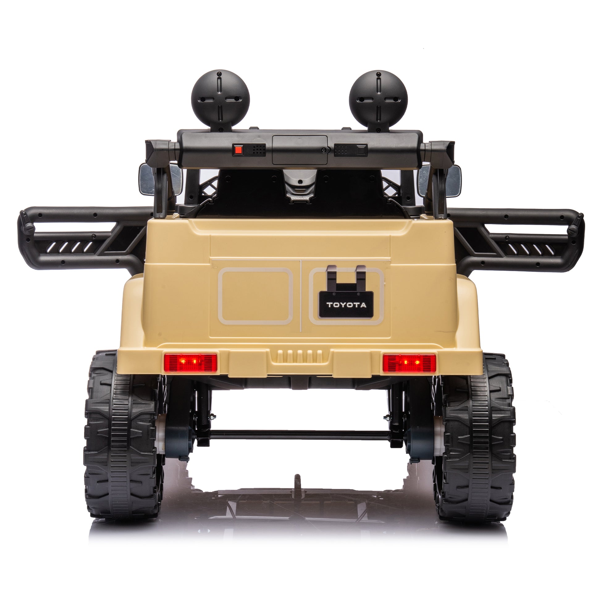 Licensed Toyota Fj Cruiser,12V Kids Ride On Car 2.4G W Parents Remote Control,Electric Car For Kids,Three Speed Adjustable,Power Display, Usb,Mp3 ,Bluetooth,Led Light,Three Point Safety Belt Beige Plastic