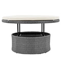Patio 5 Piece Round Rattan Sectional Sofa Set All Weather Pe Wicker Sunbed Daybed With Round Liftable Table And Washable Cushions For Outdoor Backyard Poolside, Beige Yes Deep Seating Beige Water Resistant Frame Water Resistant Cushion Garden & Outdoor