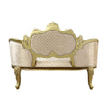 Desiderius Bench, Beige Fabric, Antique Gold & Hand Paint Brown Beige Gold Wood