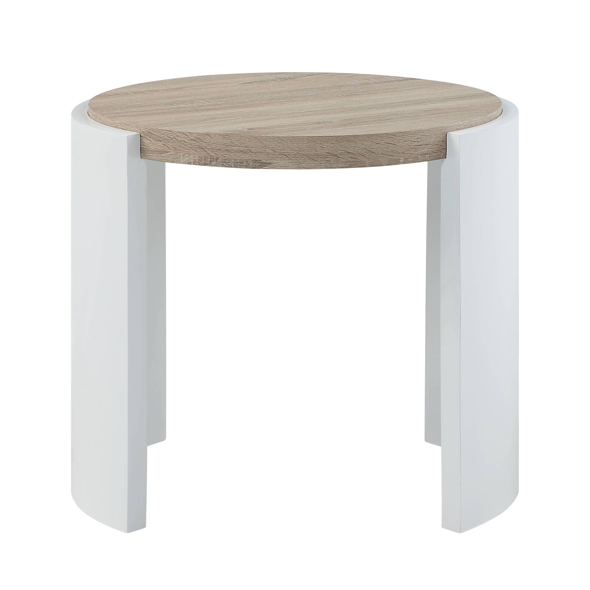 Zoma End Table, White High Gloss & Oak Finish Lv02415 White Oak Mdf