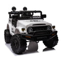 Licensed Toyota Fj Cruiser,12V Kids Ride On Car 2.4G W Parents Remote Control,Electric Car For Kids,Three Speed Adjustable,Power Display, Usb,Mp3 ,Bluetooth,Led Light,Three Point Safety Belt White Plastic