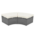 Patio 5 Piece Round Rattan Sectional Sofa Set All Weather Pe Wicker Sunbed Daybed With Round Liftable Table And Washable Cushions For Outdoor Backyard Poolside, Beige Yes Deep Seating Beige Water Resistant Frame Water Resistant Cushion Garden & Outdoor