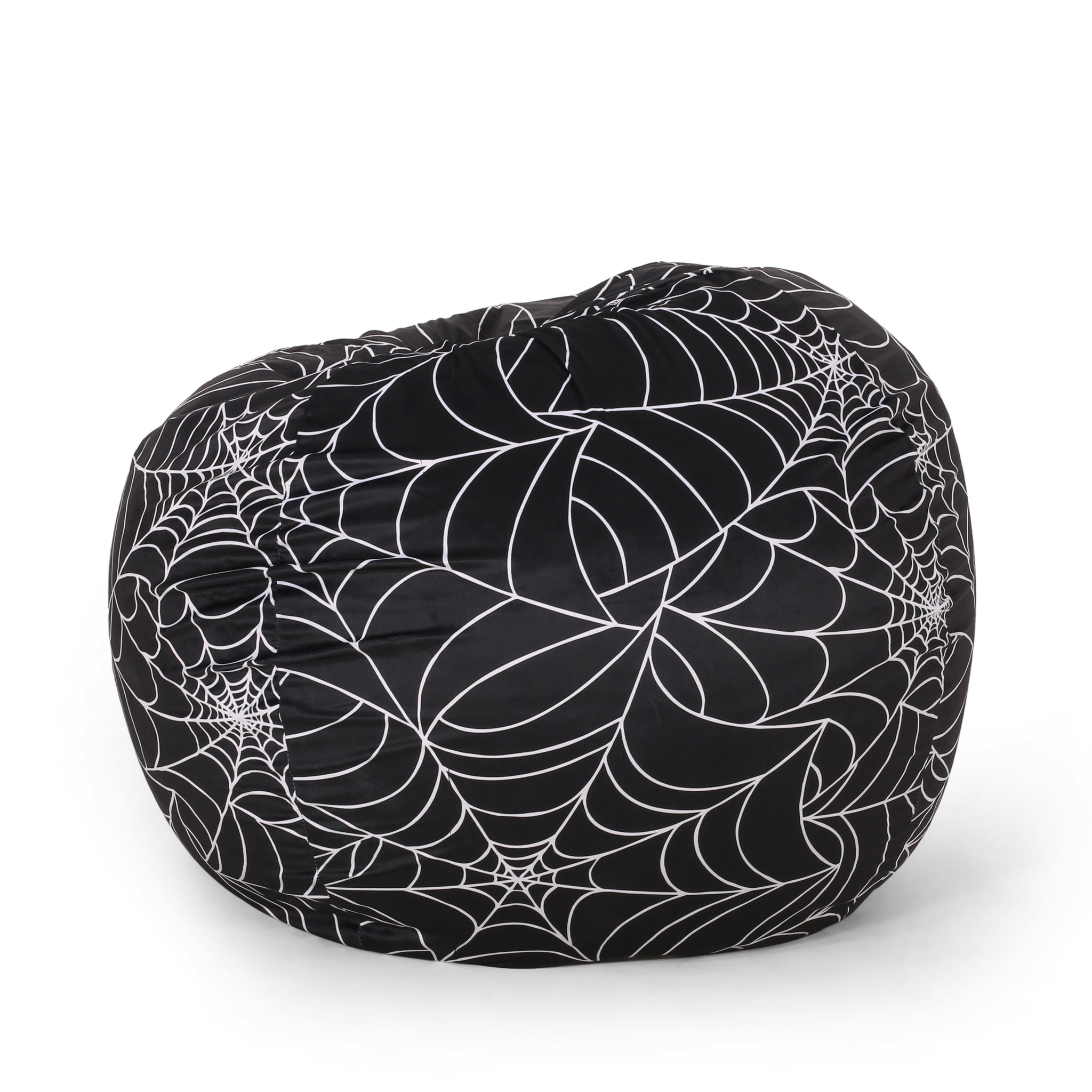 Spiderweb 3 Foot Holloween Bean Bag, Black And White Black White Fabric