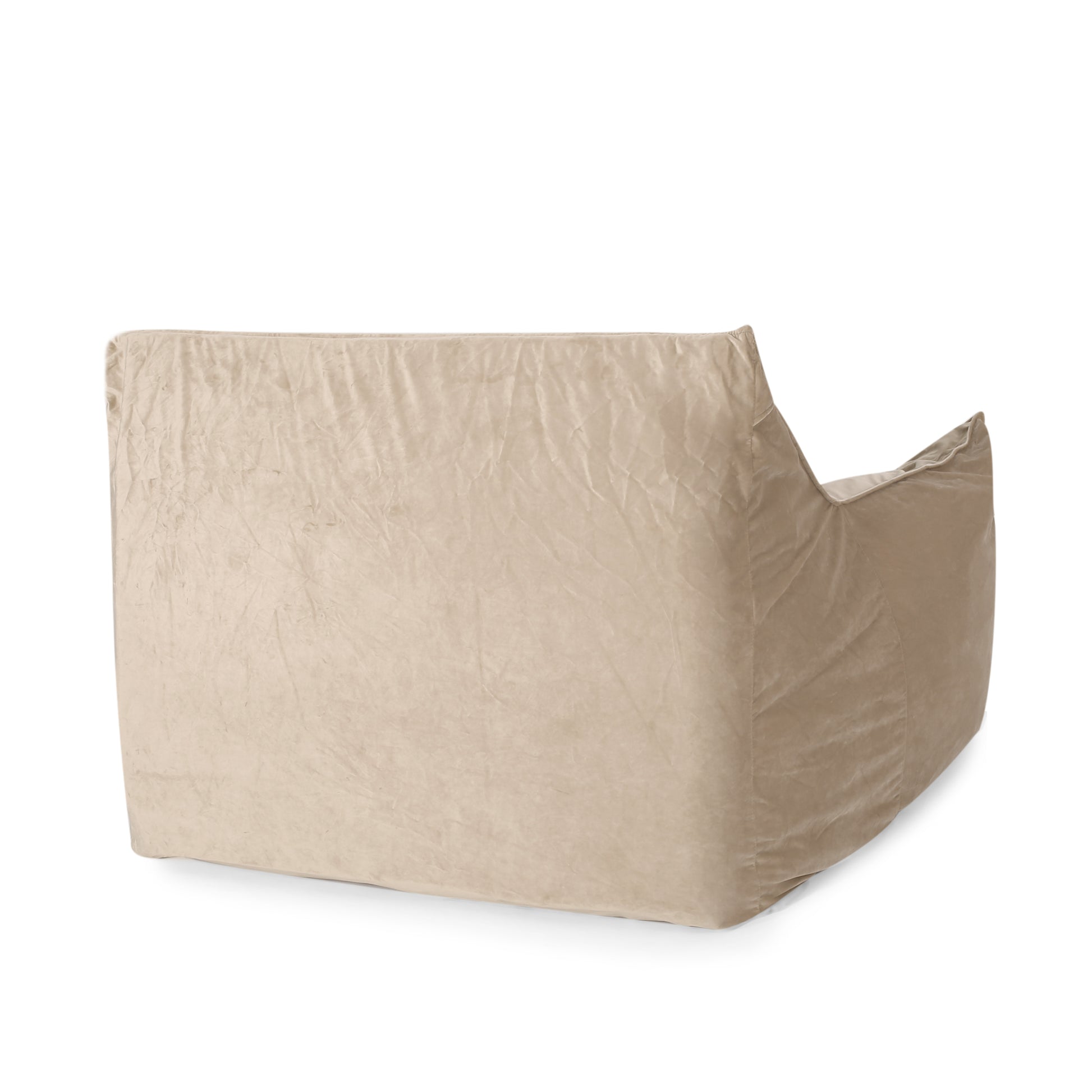 Allea Velveteen Bean Bag Chair With Armrests, Taupe Taupe Velvet