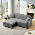 83.47 Inch Large Size Dark Grey Fabric 3 In 1 Convertible Sleeper Sofa Bed,For Living Room, Bedroom, Apartment, Office Dark Grey Fabric 3 Seat