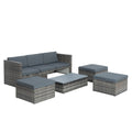 Patio Furniture, Outdoor Furniture, Seasonal Pe Wicker Furniture,5 Set Wicker Furniture With Plywood Coffee Table,With Lift Top Coffee Table,With Lounger Sofa Dark Gray Pe Rattan Iron Waterproof Fabric