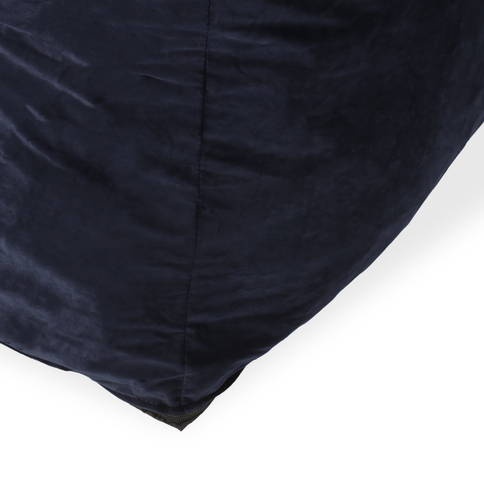 Allea Velveteen Bean Bag Chair With Armrests, Midnight Blue Dark Blue Velvet