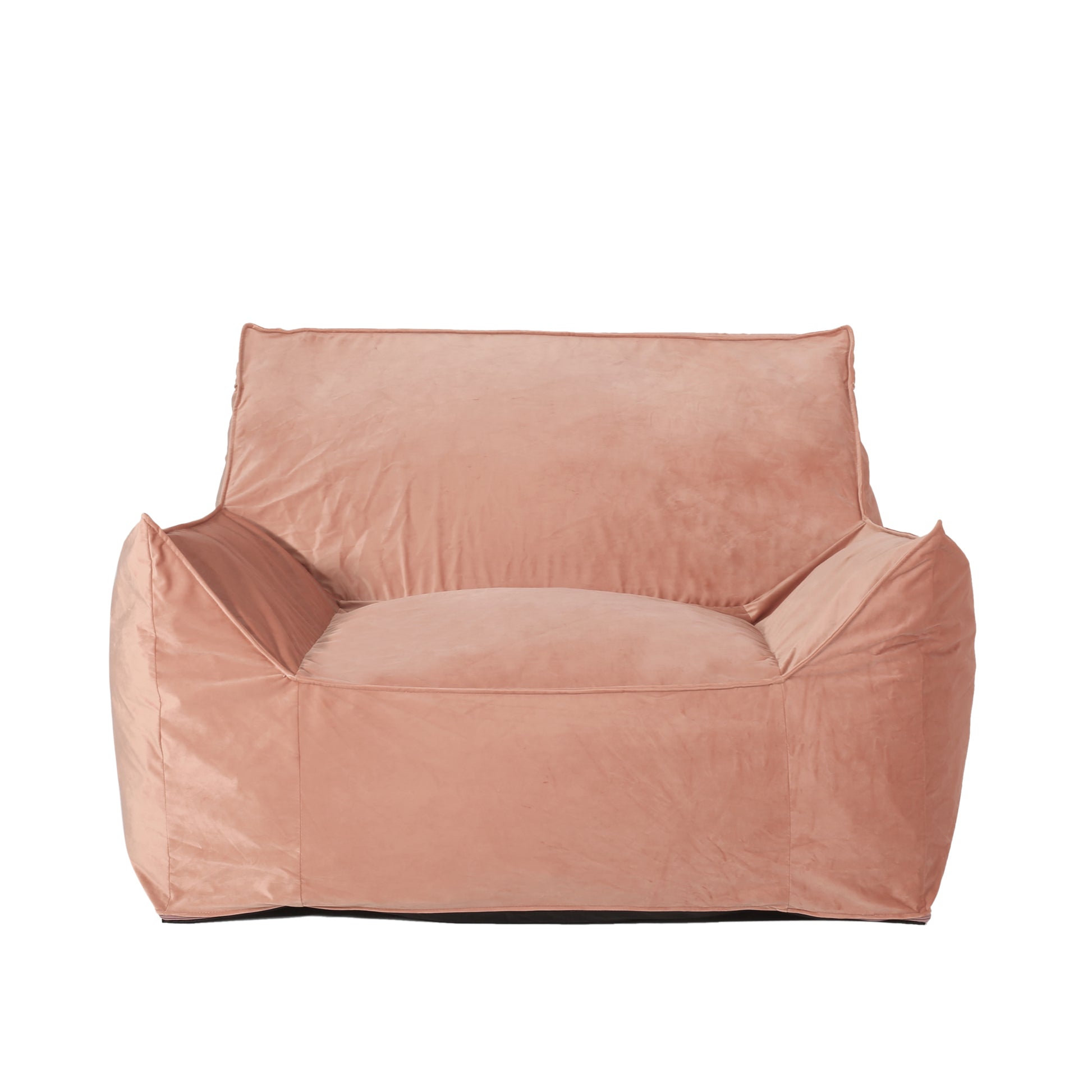 Allea Velveteen Bean Bag Chair With Armrests, Pink Pink Velvet