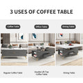 Modern Lift Top Coffee Table Multi Functional Table With Drawers In Gray & White White Gray Mdf Steel