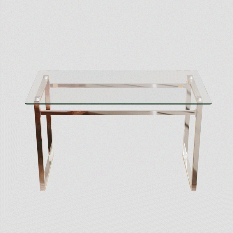Modern Minimalist Rectangular Glass Dining Table For 4 6 With 0.31" Tempered Glass Tabletop And Silver Chrome Metal Legs, Writing Table Desk, For Kitchen Dining Living Room, 51" W X 27"D X 30" H Transparent Glass