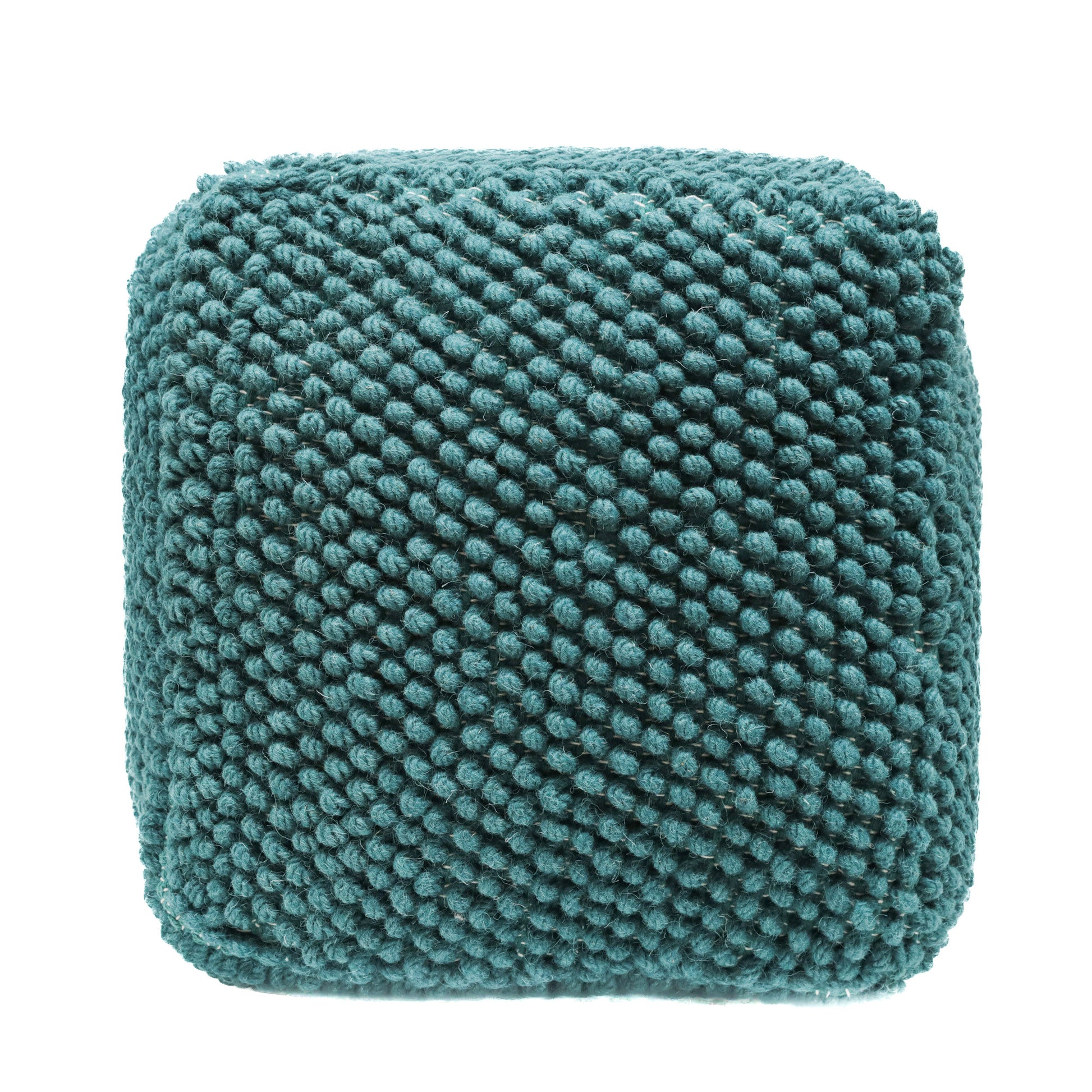 Stellar Square Pouf, Teal Teal Fabric