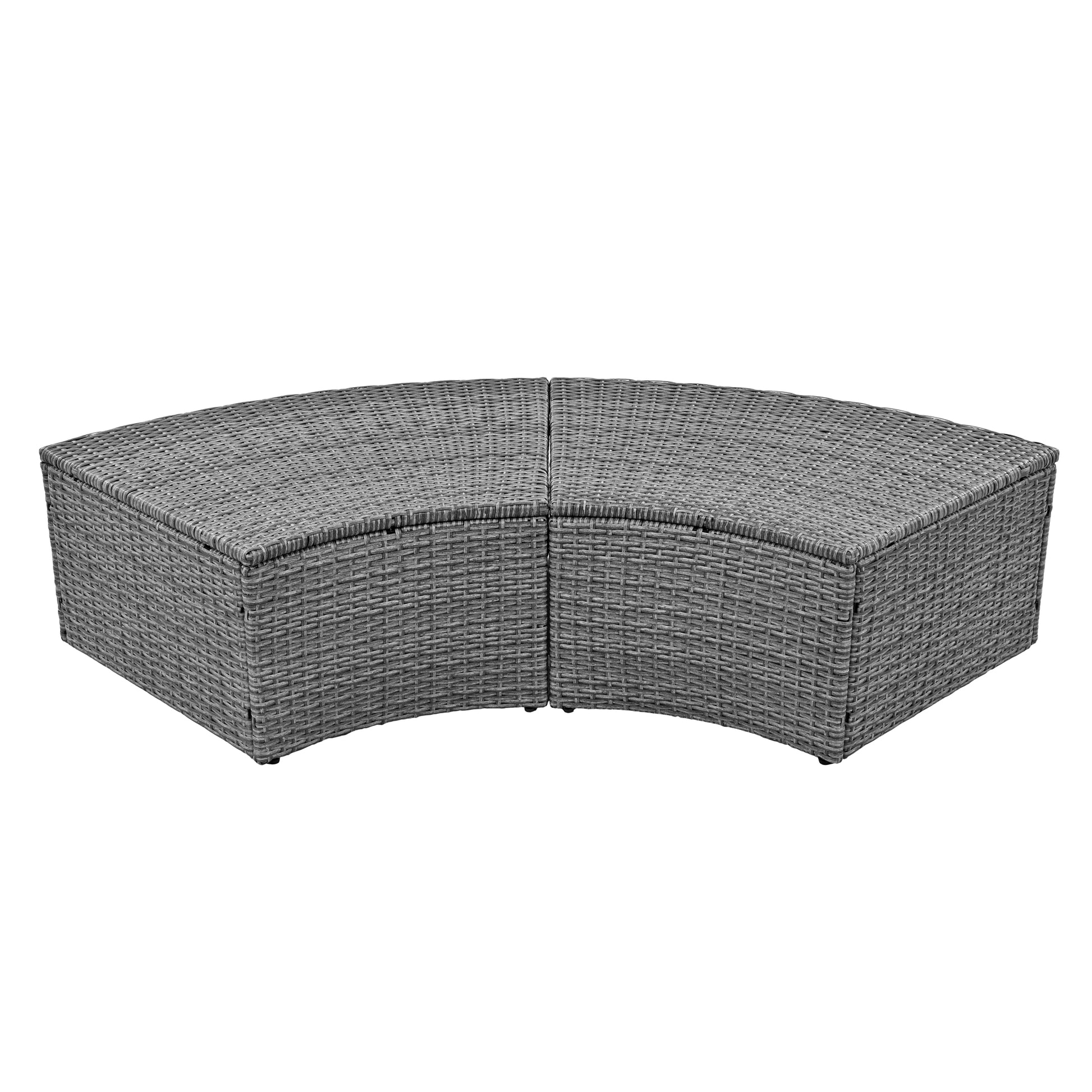 Patio 5 Piece Round Rattan Sectional Sofa Set All Weather Pe Wicker Sunbed Daybed With Round Liftable Table And Washable Cushions For Outdoor Backyard Poolside, Beige Yes Deep Seating Beige Water Resistant Frame Water Resistant Cushion Garden & Outdoor