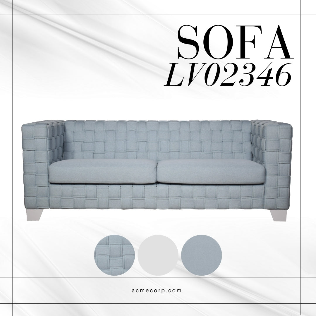 Saree Sofa, Light Teal Chenille & White Finish Lv02346 Light Blue Chenille