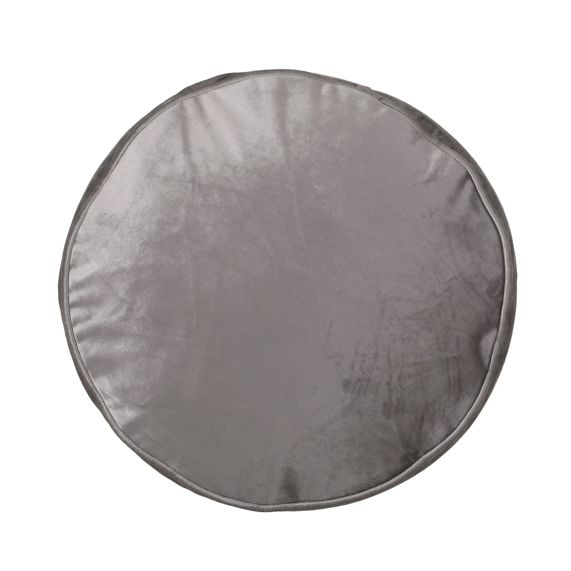 Shimon Cylinder Pouf, Pewter Gray Gray Velvet