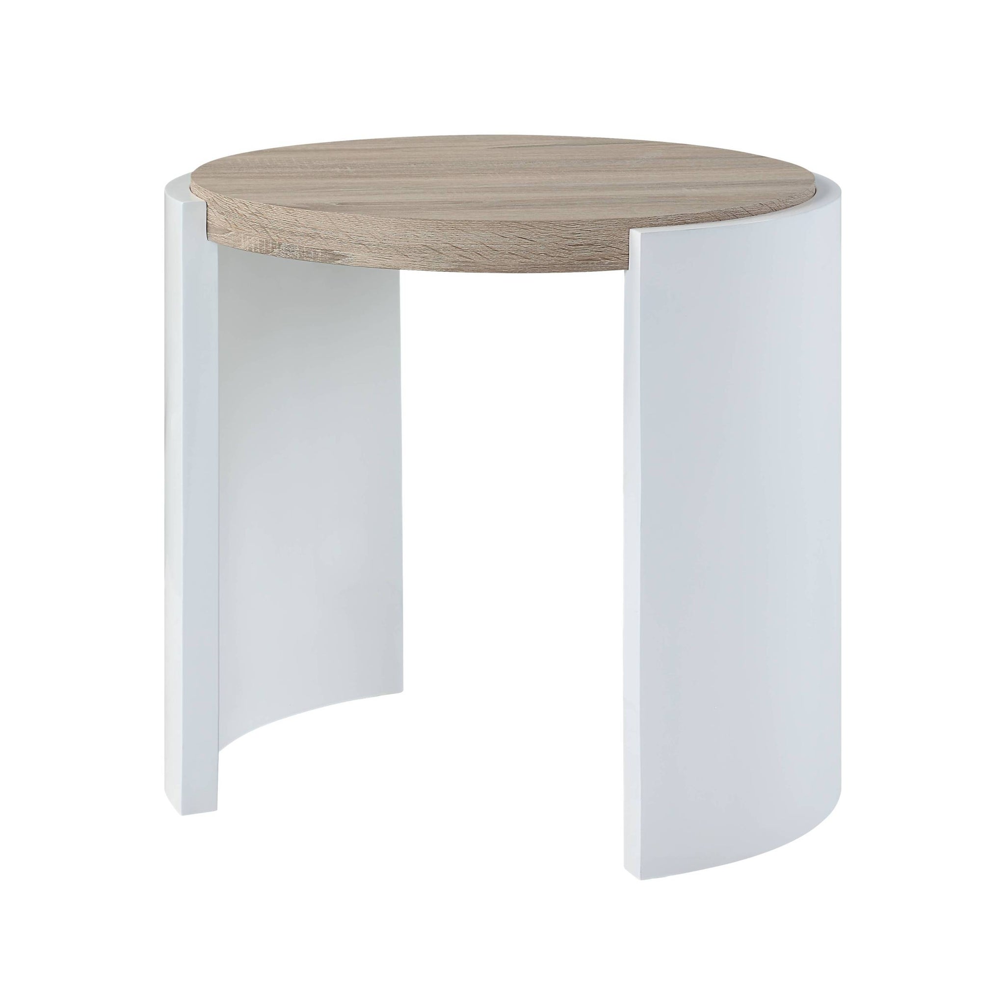 Zoma End Table, White High Gloss & Oak Finish Lv02415 White Oak Mdf