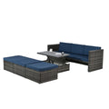 Patio Furniture, Outdoor Furniture, Seasonal Pe Wicker Furniture,5 Set Wicker Furniture With Plywood Coffee Table,With Lift Top Coffee Table,With Lounger Sofa Dark Gray Pe Rattan Iron Waterproof Fabric