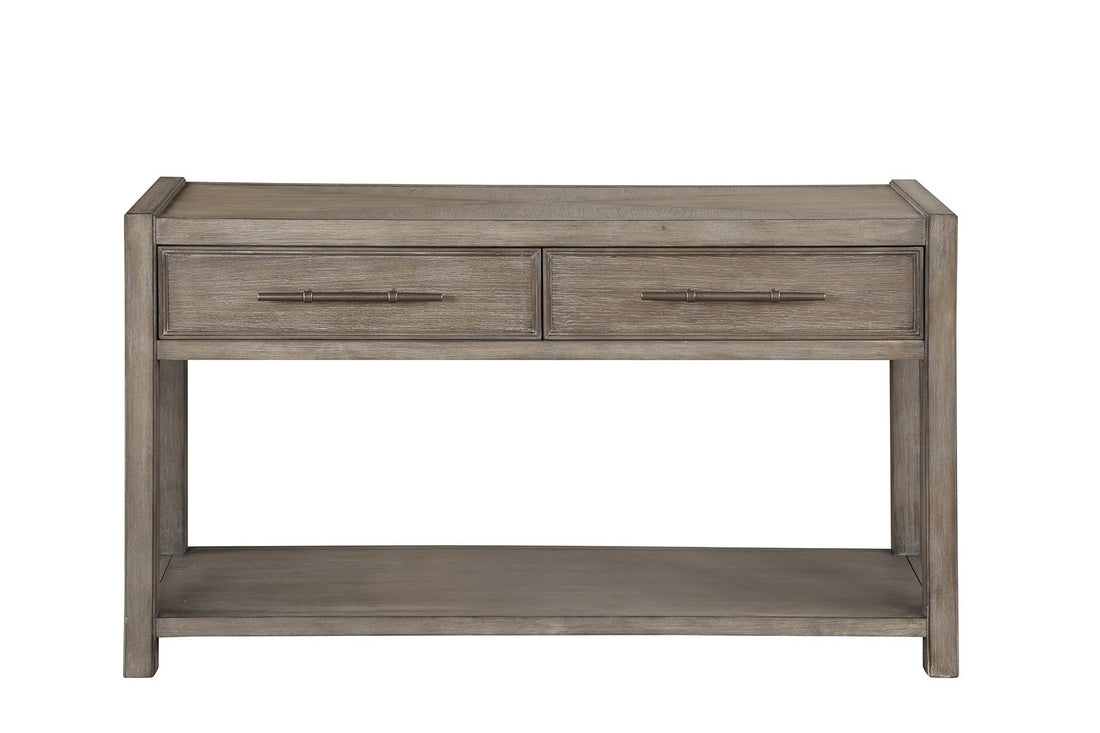 Cypress Lane 54 Inch Sofa Table, No Assembly Required, White Oak Finish Greige Gray Primary Living Space Modern,Transitional Freestanding Oak Rectangular Drawers Console Tables Rectangular Wood