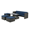 Patio Furniture, Outdoor Furniture, Seasonal Pe Wicker Furniture,5 Set Wicker Furniture With Plywood Coffee Table,With Lift Top Coffee Table,With Lounger Sofa Dark Gray Pe Rattan Iron Waterproof Fabric