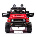 Licensed Toyota Fj Cruiser,12V Kids Ride On Car 2.4G W Parents Remote Control,Electric Car For Kids,Three Speed Adjustable,Power Display, Usb,Mp3 ,Bluetooth,Led Light,Three Point Safety Belt Red Plastic