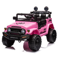 Licensed Toyota Fj Cruiser,12V Kids Ride On Car 2.4G W Parents Remote Control,Electric Car For Kids,Three Speed Adjustable,Power Display, Usb,Mp3 ,Bluetooth,Led Light,Three Point Safety Belt Pink Plastic