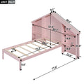 Wood Twin Size Platform Bed With House Shaped Storage Headboard And Built In Led, Pink Box Spring Not Required Twin Pink Bedroom Bed Frame Solid Wood Mdf