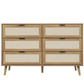 Modern 6 Drawer Dresser Wood Cabinet Walnut Walnut Particle Board