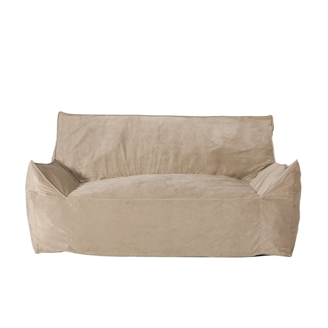 Fila Velveteen 2 Seater Oversized Bean Bag Chair With Armrests, Taupe Taupe Velvet
