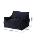 Allea Velveteen Bean Bag Chair With Armrests, Midnight Blue Dark Blue Velvet