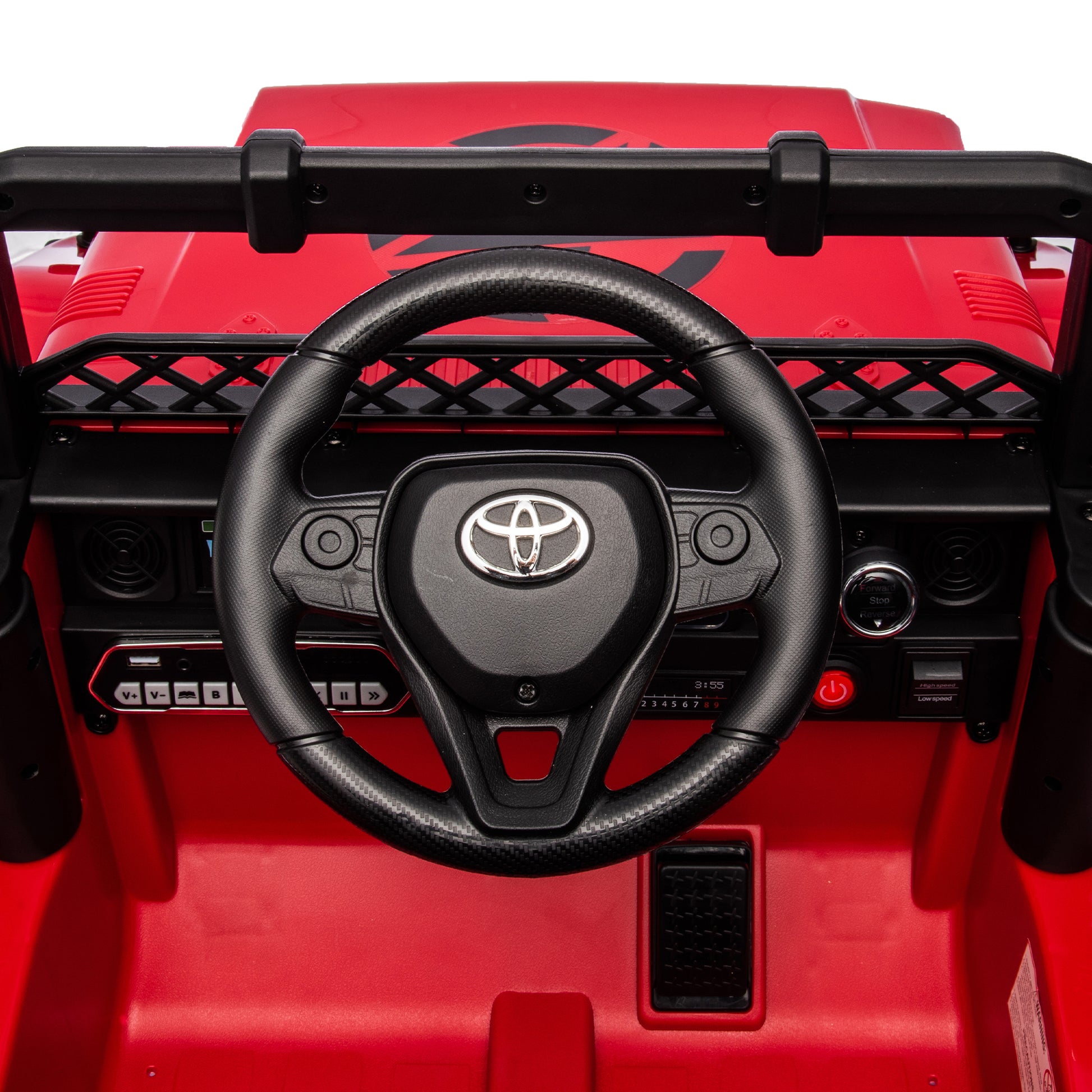 Licensed Toyota Fj Cruiser,12V Kids Ride On Car 2.4G W Parents Remote Control,Electric Car For Kids,Three Speed Adjustable,Power Display, Usb,Mp3 ,Bluetooth,Led Light,Three Point Safety Belt Red Plastic