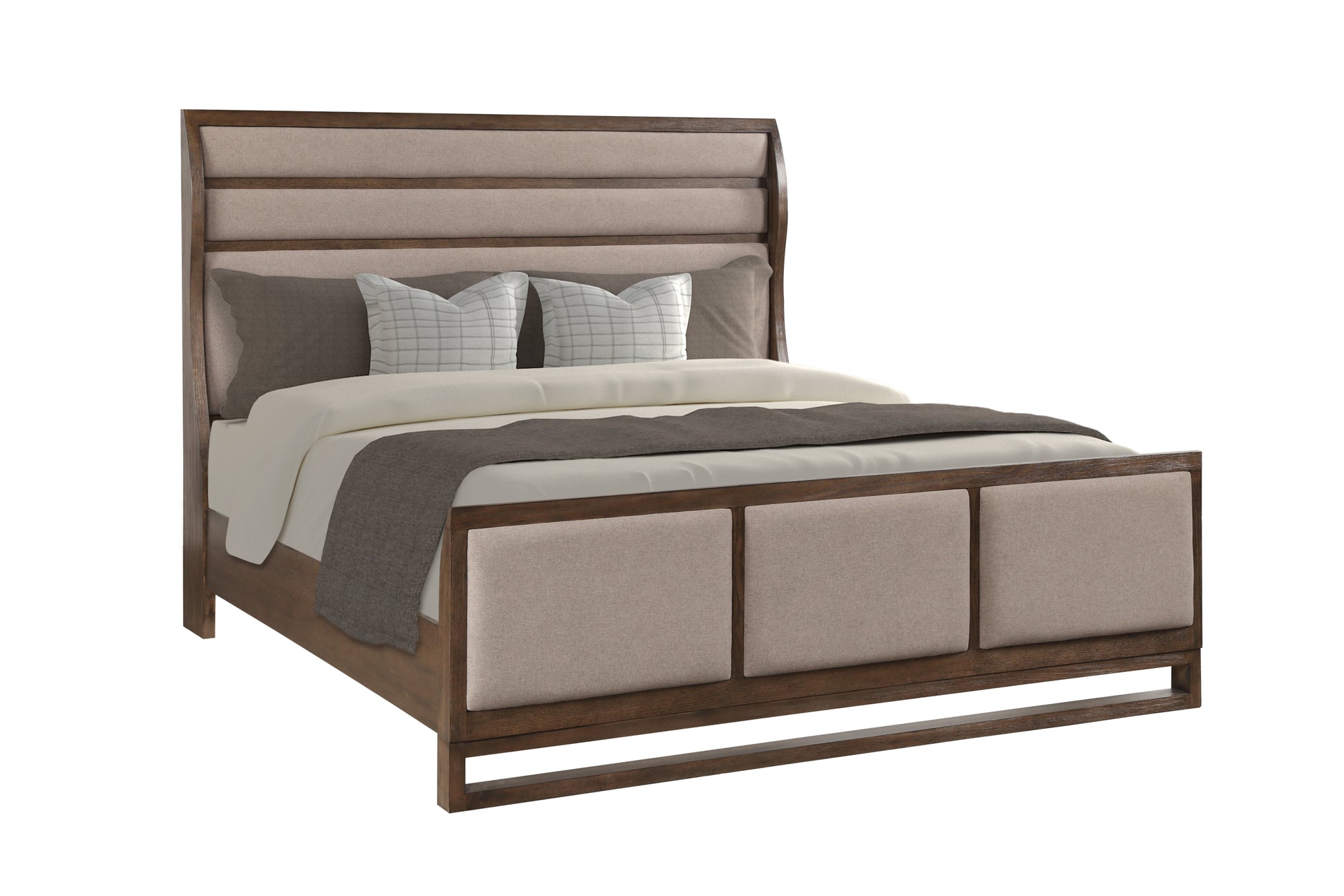 Arcadia King Size Bed, Old Forest Glen Finish Box Spring Required King Brown Wood Brown Bedroom Lodge,Modern,Rustic,Transitional Pine Panel Polyester Pine