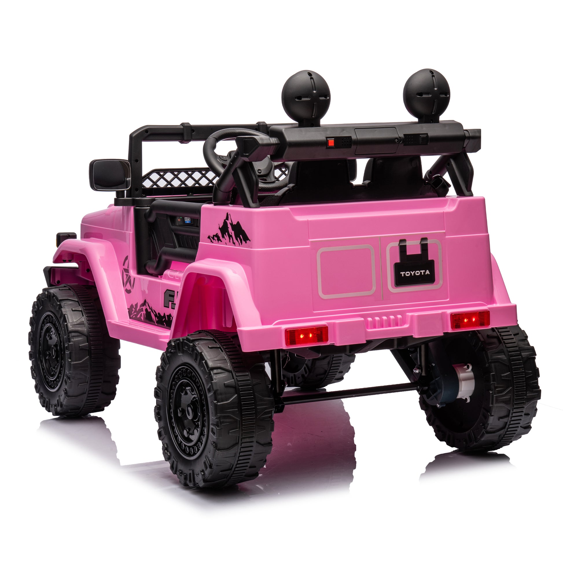 Licensed Toyota Fj Cruiser,12V Kids Ride On Car 2.4G W Parents Remote Control,Electric Car For Kids,Three Speed Adjustable,Power Display, Usb,Mp3 ,Bluetooth,Led Light,Three Point Safety Belt Pink Plastic