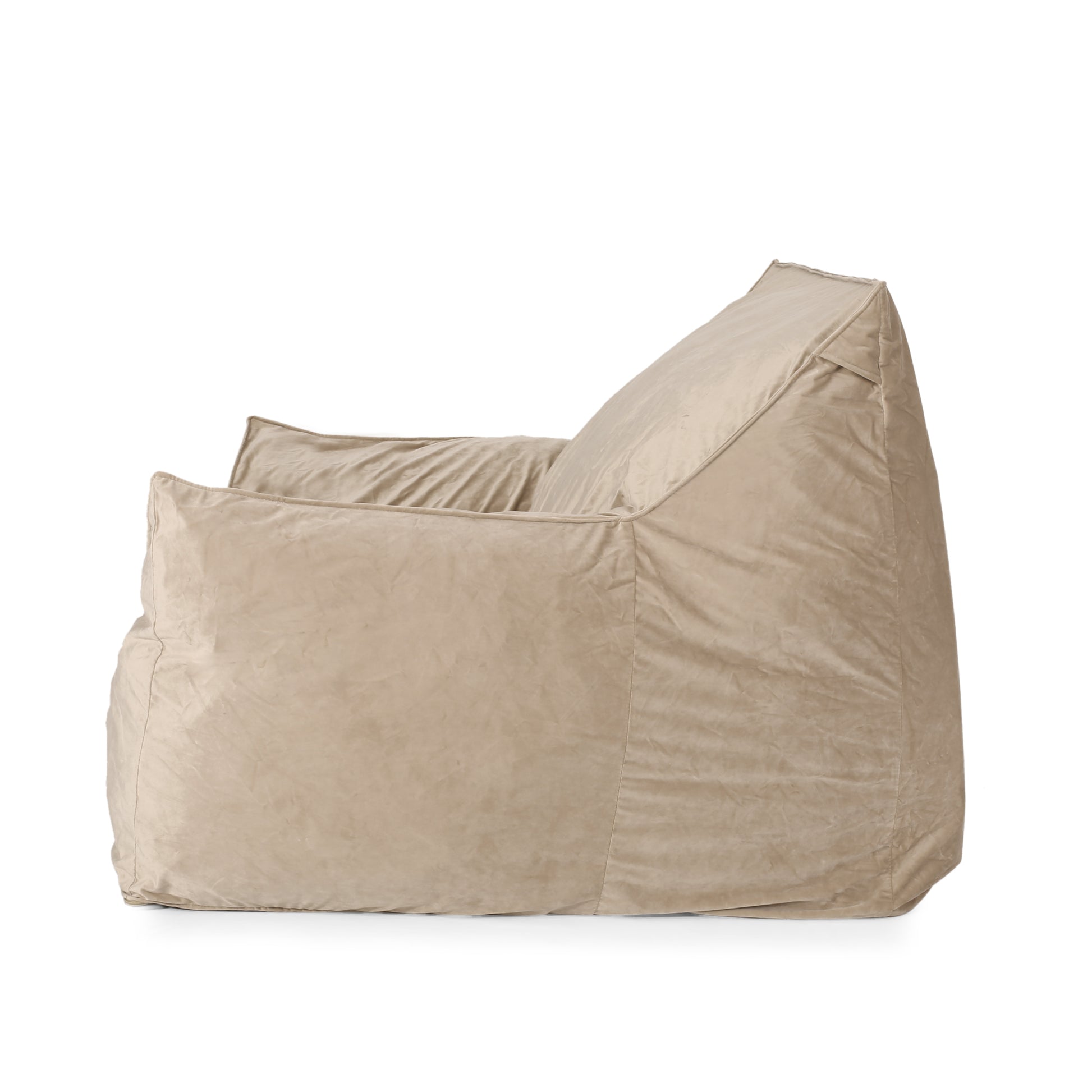 Allea Velveteen Bean Bag Chair With Armrests, Taupe Taupe Velvet