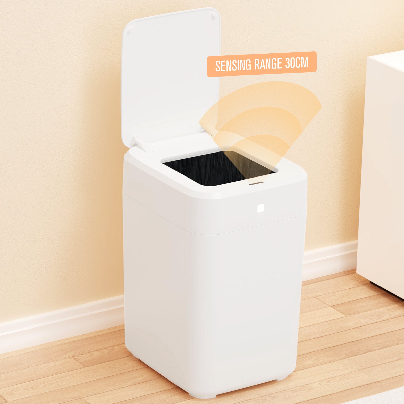 17L Intelligent Automatic Packing Trash Can, With Automatic Adsorption Garbage Bag Function And Type C Interface Charging Function, Built In 6 Garbage Bags U01 17L W Lkj White Plastic