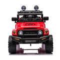 Licensed Toyota Fj Cruiser,12V Kids Ride On Car 2.4G W Parents Remote Control,Electric Car For Kids,Three Speed Adjustable,Power Display, Usb,Mp3 ,Bluetooth,Led Light,Three Point Safety Belt Red Plastic