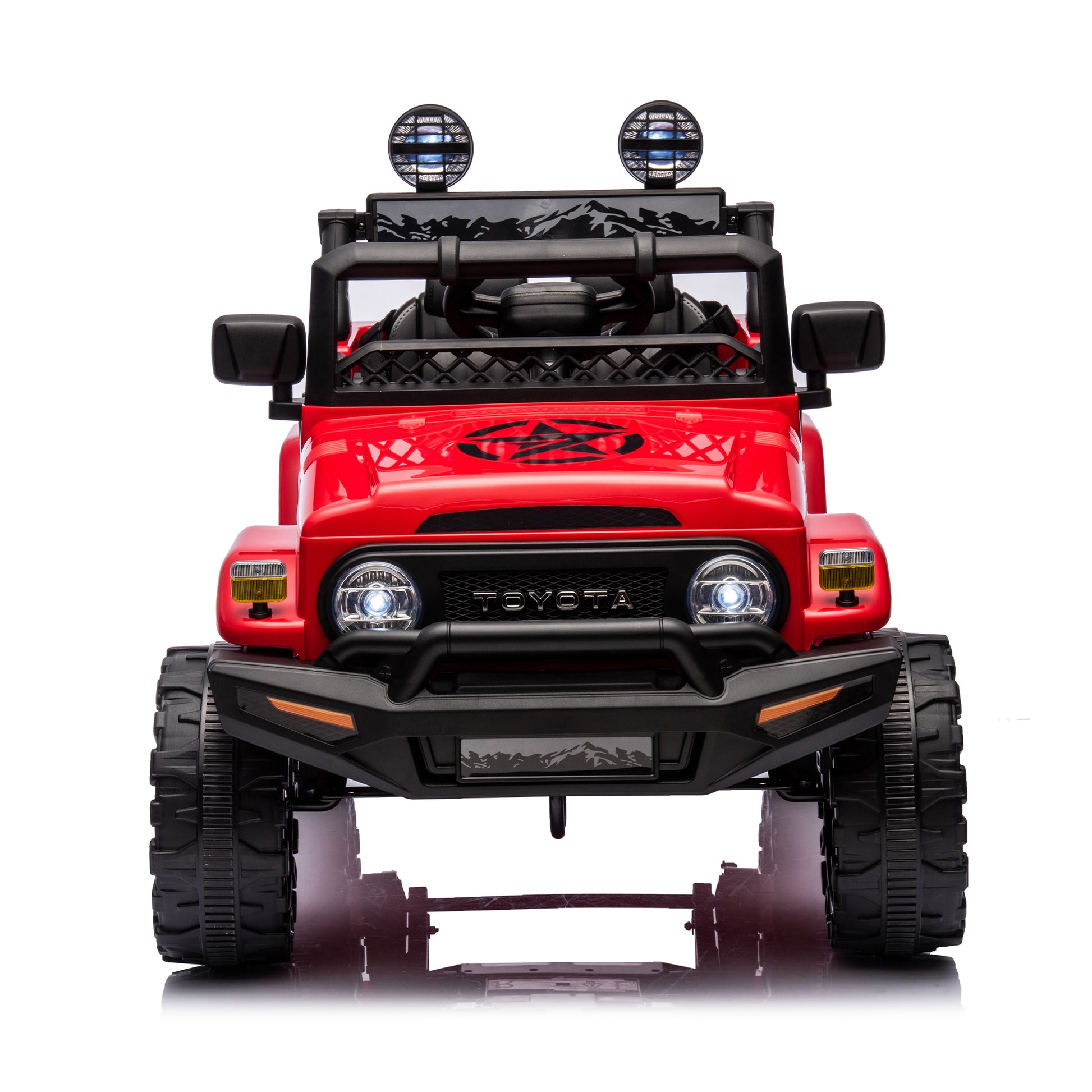 Licensed Toyota Fj Cruiser,12V Kids Ride On Car 2.4G W Parents Remote Control,Electric Car For Kids,Three Speed Adjustable,Power Display, Usb,Mp3 ,Bluetooth,Led Light,Three Point Safety Belt Red Plastic