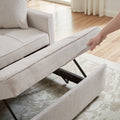 83.47 Inch Large Size Ivory Fabric 3 In 1 Convertible Sleeper Sofa Bed, For Living Room, Bedroom, Apartment, Office Ivory Fabric